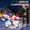 Set of 2 Lighted Running Snowman Christmas Decorations, Pre-lit 2D Holiday Decor with 120 Warm White LED Lights for Xmas Outdoor Indoor