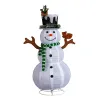 4FT Lighted Snowman and Squirrel Christmas Yard Decorations, Pre-lit Pull Up Snowman with 120 White LEDs, for Xmas Outdoor Holiday Indoor