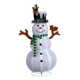 4FT Lighted Snowman and Squirrel Christmas Yard Decorations, Pre-lit Pull Up Snowman with 120 White LEDs, for Xmas Outdoor Holiday Indoor