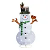 4FT Lighted Snowman and Squirrel Christmas Yard Decorations, Pre-lit Pull Up Snowman with 120 White LEDs, for Xmas Outdoor Holiday Indoor