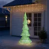 6FT Lighted Christmas Tree Yard Decorations, Pre-lit Pull Up Christmas Tree with 200 LED Warm White Lights for Xmas Outdoor Holiday Indoor