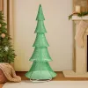 6FT Lighted Christmas Tree Yard Decorations, Pre-lit Pull Up Christmas Tree with 200 LED Warm White Lights for Xmas Outdoor Holiday Indoor