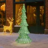 6FT Lighted Christmas Tree Yard Decorations, Pre-lit Pull Up Christmas Tree with 200 LED Warm White Lights for Xmas Outdoor Holiday Indoor