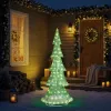 6FT Lighted Christmas Tree Yard Decorations, Pre-lit Pull Up Christmas Tree with 200 LED Warm White Lights for Xmas Outdoor Holiday Indoor
