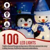 Set of 2 Lighted Plush Penguin and Snowman Christmas Decorations, Pre-lit Pull Up Holiday Decor with 100 Warm White LED Lights for Xmas