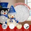 Set of 2 Lighted Plush Penguin and Snowman Christmas Decorations, Pre-lit Pull Up Holiday Decor with 100 Warm White LED Lights for Xmas