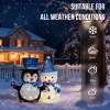 Set of 2 Lighted Plush Penguin and Snowman Christmas Decorations, Pre-lit Pull Up Holiday Decor with 100 Warm White LED Lights for Xmas