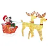 Lighted Reindeer Pulling Sleigh Christmas Decorations, Pre-lit Holiday Decor with270Warm White LEDfor Xmas Outdoor Indoor Decor Lighted