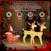 Lighted Reindeer Pulling Sleigh Christmas Decorations, Pre-lit Holiday Decor with270Warm White LEDfor Xmas Outdoor Indoor Decor Lighted