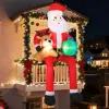 9.5 Feet Christmas Inflatable Santa Outdoor Decoratio with Built-in LED Lights