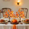 2 Pack Artificial Autumn Maple Tree with 24 LED Lights, Battery/USB Powered Thanksgiving Table Lamp, Fall Harvest Home Decor for Wedding