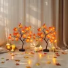 2 Pack Artificial Autumn Maple Tree with 24 LED Lights, Battery/USB Powered Thanksgiving Table Lamp, Fall Harvest Home Decor for Wedding