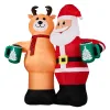 Santa Claus Hugging Reindeer Inflatable 6.8ft, 190D Polyester Christmas Yard Decor with 6 LED Lights, US Plug 12V 18W