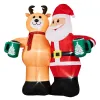 Santa Claus Hugging Reindeer Inflatable 6.8ft, 190D Polyester Christmas Yard Decor with 6 LED Lights, US Plug 12V 18W