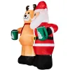 Santa Claus Hugging Reindeer Inflatable 6.8ft, 190D Polyester Christmas Yard Decor with 6 LED Lights, US Plug 12V 18W