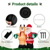 Santa Claus Hugging Reindeer Inflatable 6.8ft, 190D Polyester Christmas Yard Decor with 6 LED Lights, US Plug 12V 18W
