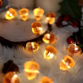 Decorative Fairy Acorn String Lights Thanksgiving Decoration Autumn Garland Cute Novelty Lights 30 LEDs 10 ft Battery Operated for Bedroom