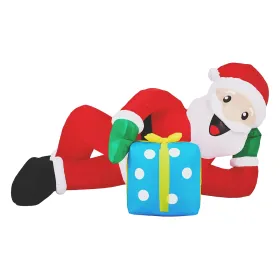 7FT Lighted Christmas Inflatable Decoration, Inflatable Santa Lying on Floor, Funny Blow Up Yard Decorations with Built-in LED Lights for