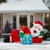 7FT Lighted Christmas Inflatable Decoration, Inflatable Santa Lying on Floor, Funny Blow Up Yard Decorations with Built-in LED Lights for