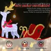 5ft Lighted Christmas Reindeer & Sleigh Outdoor Yard Decoration Set with LED Lights, Red & White