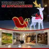 5ft Lighted Christmas Reindeer & Sleigh Outdoor Yard Decoration Set with LED Lights, Red & White