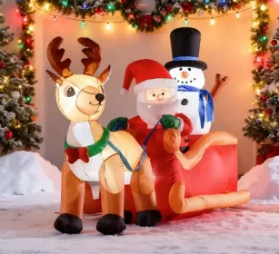 Christmas Decor Outdoor Decorations, Reindeer and Snowman with LED Lights for Holiday Yard Christmas Decor