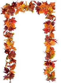 2 Pack Fall Garland Maple Leaf, 5.9Ft/Piece 7 Colors Hanging Vine Garland Artificial Autumn Foliage Garland Thanksgiving Decor for Home