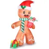7.9 FT Lighted Christmas Inflatable Decoration, Inflatable Gingerbread Man Outdoor Decoration, Funny Blow Up Yard Decorations with Built-in