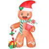 7.9 FT Lighted Christmas Inflatable Decoration, Inflatable Gingerbread Man Outdoor Decoration, Funny Blow Up Yard Decorations with Built-in
