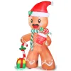 7.9 FT Lighted Christmas Inflatable Decoration, Inflatable Gingerbread Man Outdoor Decoration, Funny Blow Up Yard Decorations with Built-in