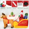 7.5 Feet Waterproof Outdoor Inflatable Santa with Double Deer and Sled