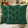 Christmas Throw Pillow Covers Dark Green Christmas Decorations Set of 2 Xmas Tree 18x18 Pillow Covers Soft Plush Faux Wool Pillowcases