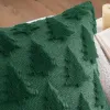 Christmas Throw Pillow Covers Dark Green Christmas Decorations Set of 2 Xmas Tree 18x18 Pillow Covers Soft Plush Faux Wool Pillowcases