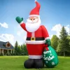 10 FT Christmas Inflatable Santa Claus Outdoor Decor for Yard, Giant Blow up Santa Decoration with Big Gift Bag, Built-in LED Lights for