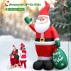 10 FT Christmas Inflatable Santa Claus Outdoor Decor for Yard, Giant Blow up Santa Decoration with Big Gift Bag, Built-in LED Lights for
