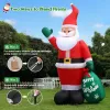 10 FT Christmas Inflatable Santa Claus Outdoor Decor for Yard, Giant Blow up Santa Decoration with Big Gift Bag, Built-in LED Lights for