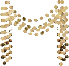 6 Pcs Glitter Champagne Gold Paper Circle Dots Garland (52 Feet) Party Hanging Bunting Birthday Party Decorations Engagement Party Bridal
