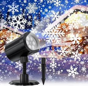 Christmas Projector Lights Outdoor, GUSODOR Dynamic Snowflake Projector IP65 Waterproof Snow Projection Lights for Indoor Outdoor Christmas