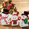 Snowman Christmas Decorations Indoor, Cute Winter Tiered Tray Decor Set of 3, Wooden Snowman Blocks Xmas Table Decoration for Party Home