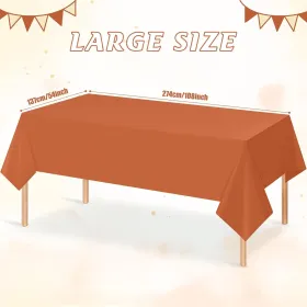3Pcs Orange Tablecloths for Rectangle Tables Disposable Plastic Table Cloth Waterproof Table Cover for Fall Thanksgiving Harvest Birthdays