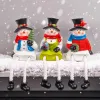 Christmas Figurines, Set of 3 Resin Santa Snowman Sitters with Dangling Legs, Xmas Table Fireplace Shelf Sitters Decorations Sitting