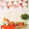 32Ft Orange Fabric Bunting Banner Triangle Flags Party Decorations Cotton Floral Garland Pennant for Autumn Fall Thanksgiving Harvest