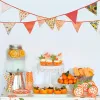 32Ft Orange Fabric Bunting Banner Triangle Flags Party Decorations Cotton Floral Garland Pennant for Autumn Fall Thanksgiving Harvest