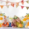 32Ft Orange Fabric Bunting Banner Triangle Flags Party Decorations Cotton Floral Garland Pennant for Autumn Fall Thanksgiving Harvest