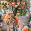 32Ft Orange Fabric Bunting Banner Triangle Flags Party Decorations Cotton Floral Garland Pennant for Autumn Fall Thanksgiving Harvest