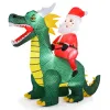 6.7 Feet Christmas Inflatable Santa Claus Ride on Dinosaur with Built-in LED Lights