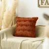 AVOIN colorlife Fall Pumpkin Caramel Throw Pillow Covers, Seasonal Autumn Thanksgiving Harvest Decoration Soft Plush Faux Fur Jacquard