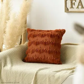 AVOIN colorlife Fall Pumpkin Caramel Throw Pillow Covers, Seasonal Autumn Thanksgiving Harvest Decoration Soft Plush Faux Fur Jacquard