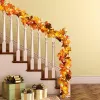 DearHouse 2 Pack Fall Maple Leaf Garland, 5.9Ft/Piece Hanging Vine With 16.4ft 40 Led String Light, Artificial Autumn Thanksgiving Decor