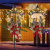 2 Pcs Nativity Scene Outdoor Yard Stakes Metal Christmas Light Decorations LED Christmas Decorations Nativity Scene Outdoor Solar Outdoor